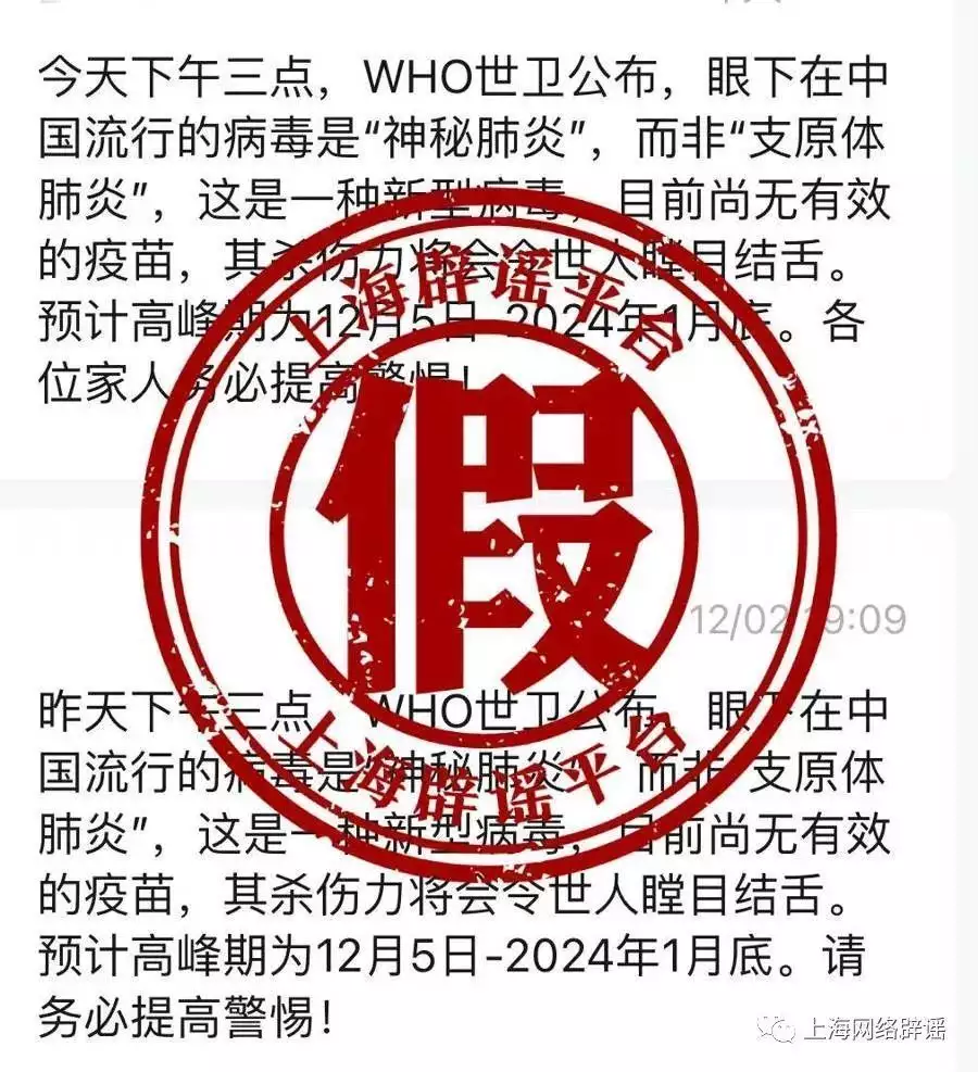 The World Health Organization claims that there is ＂mysterious pneumonia＂, and there is no valid vaccine？Shanghai rumor platform： rumor!Broadcast article