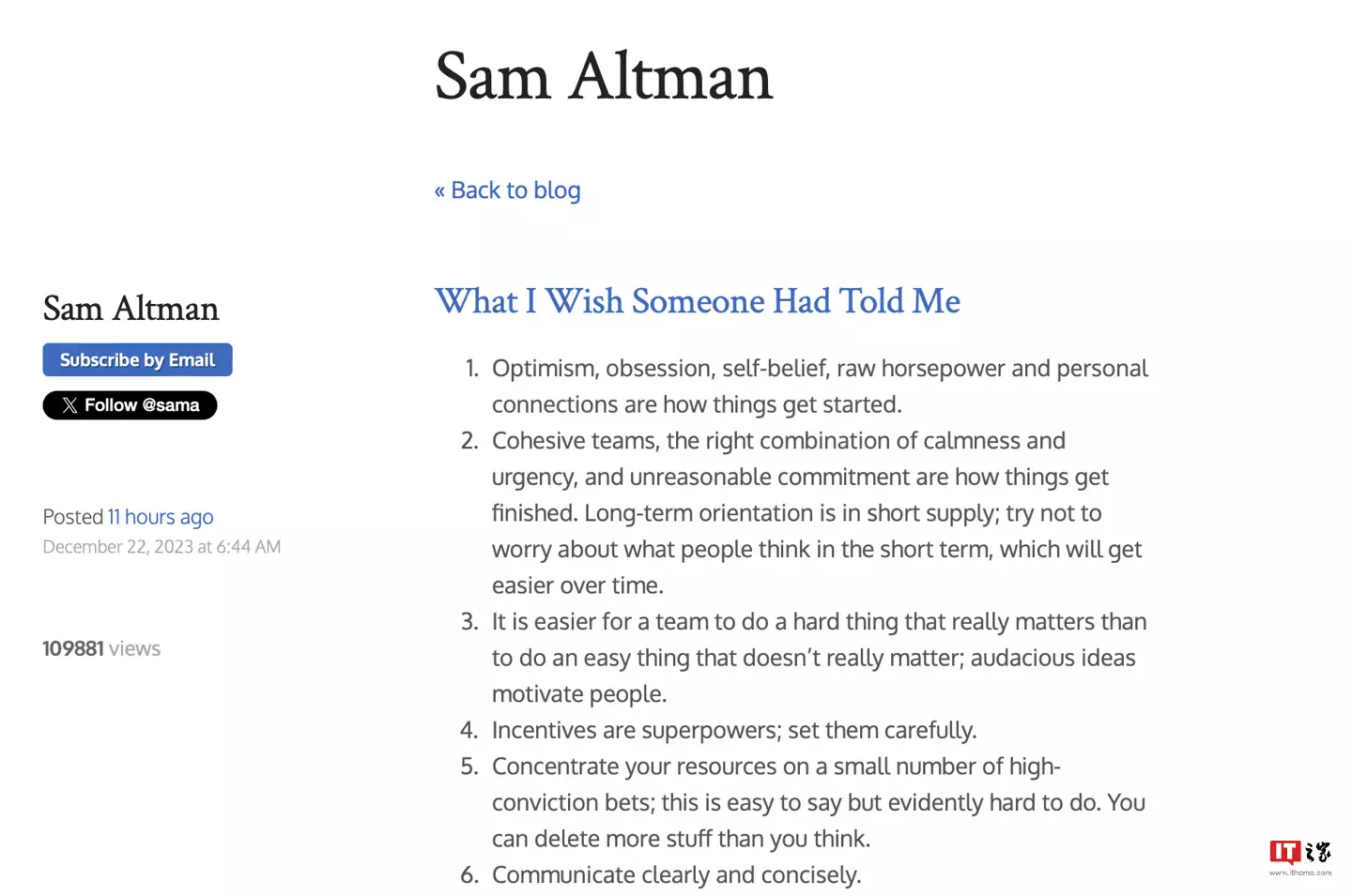 Openai CEO SAM Altman announced the annual personal summary broadcast article