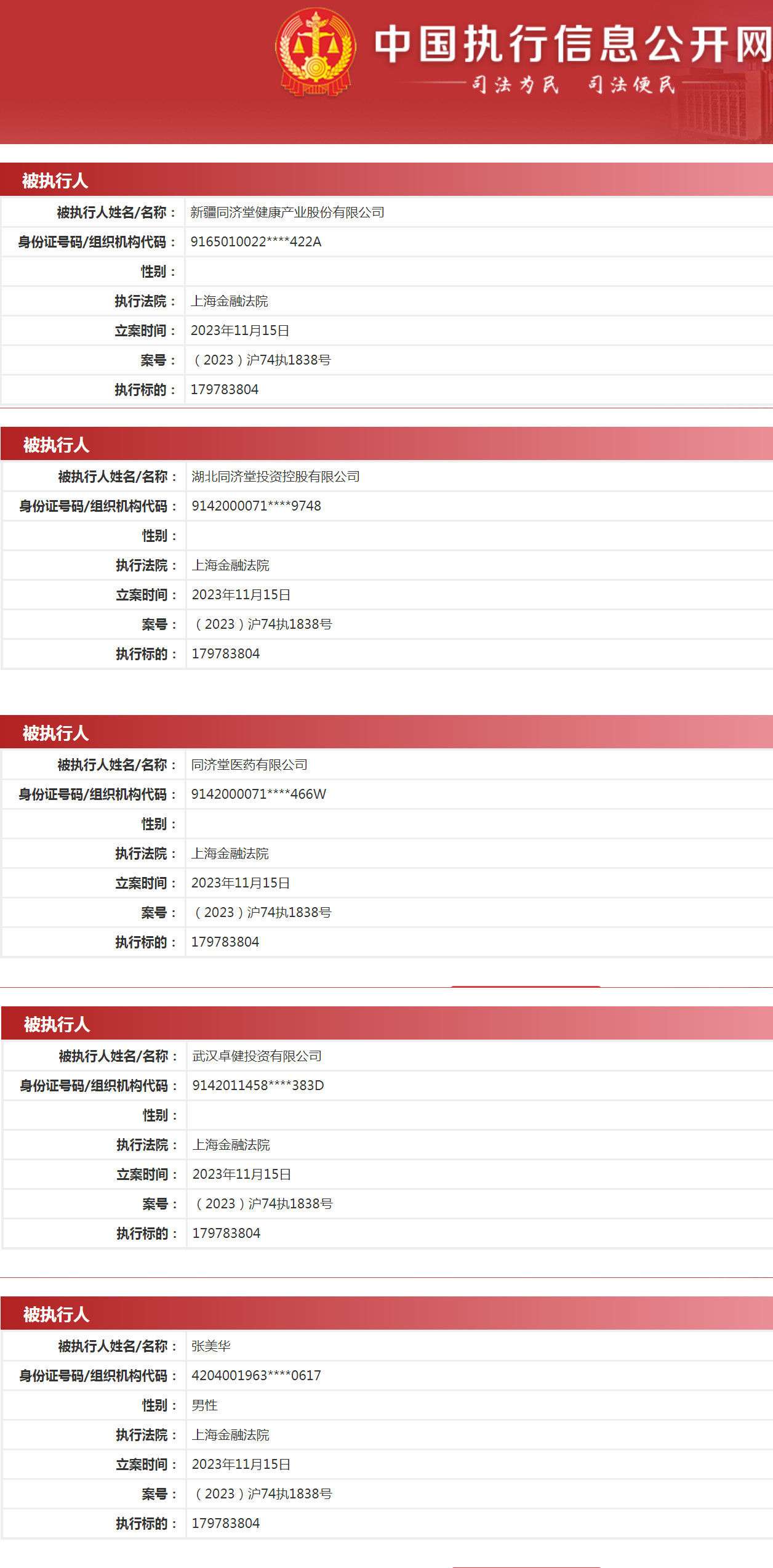 等新增一则被执行人信息，执行标的超1.79亿元，执行法院为上海金融法院。　　来源：中国执行信息公开网