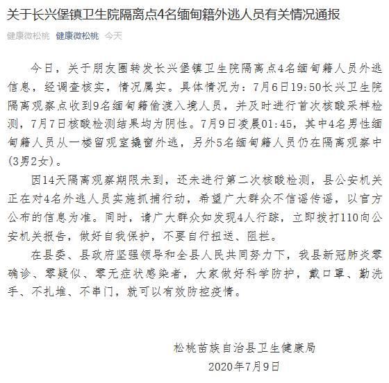  警方正|贵州一隔离点4名缅甸籍偷渡入境人员外逃 警方正抓捕