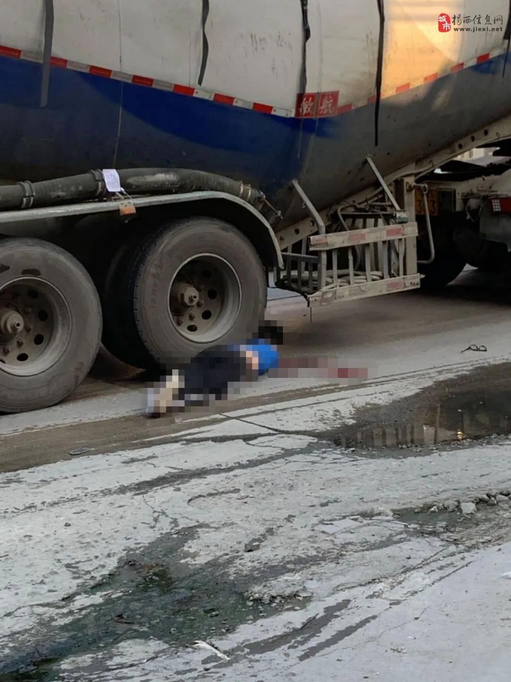  远离|高埔人请远离这车！揭西有人倒在车轮下，现场一滩血迹…...