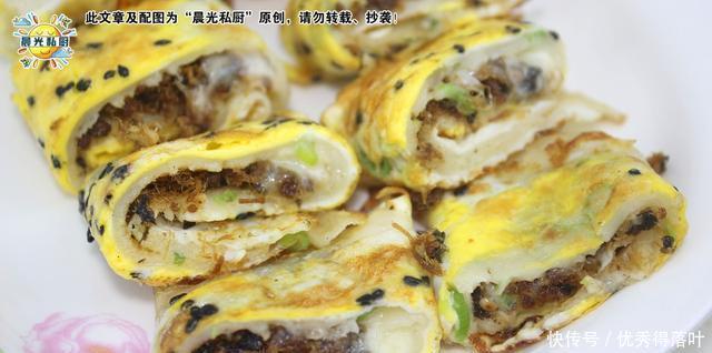 鸡蛋|肉松蛋饼,10分钟搞定营养又美味的早餐,媲美早餐店的鸡蛋卷饼!