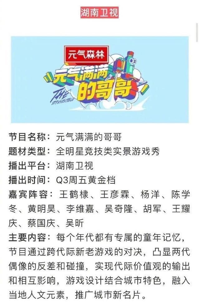  披荆斩棘的哥哥|《元气满满的哥哥》名单出来松了口气，不是吃姐姐红利的哥哥综艺