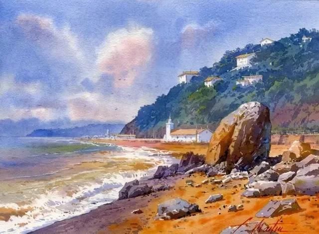 迷人|西班牙艺术家的水彩风景画水色交融、生动自然，太迷人了