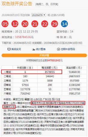 喜降|857万！昨晚1注双色球头奖喜降青岛