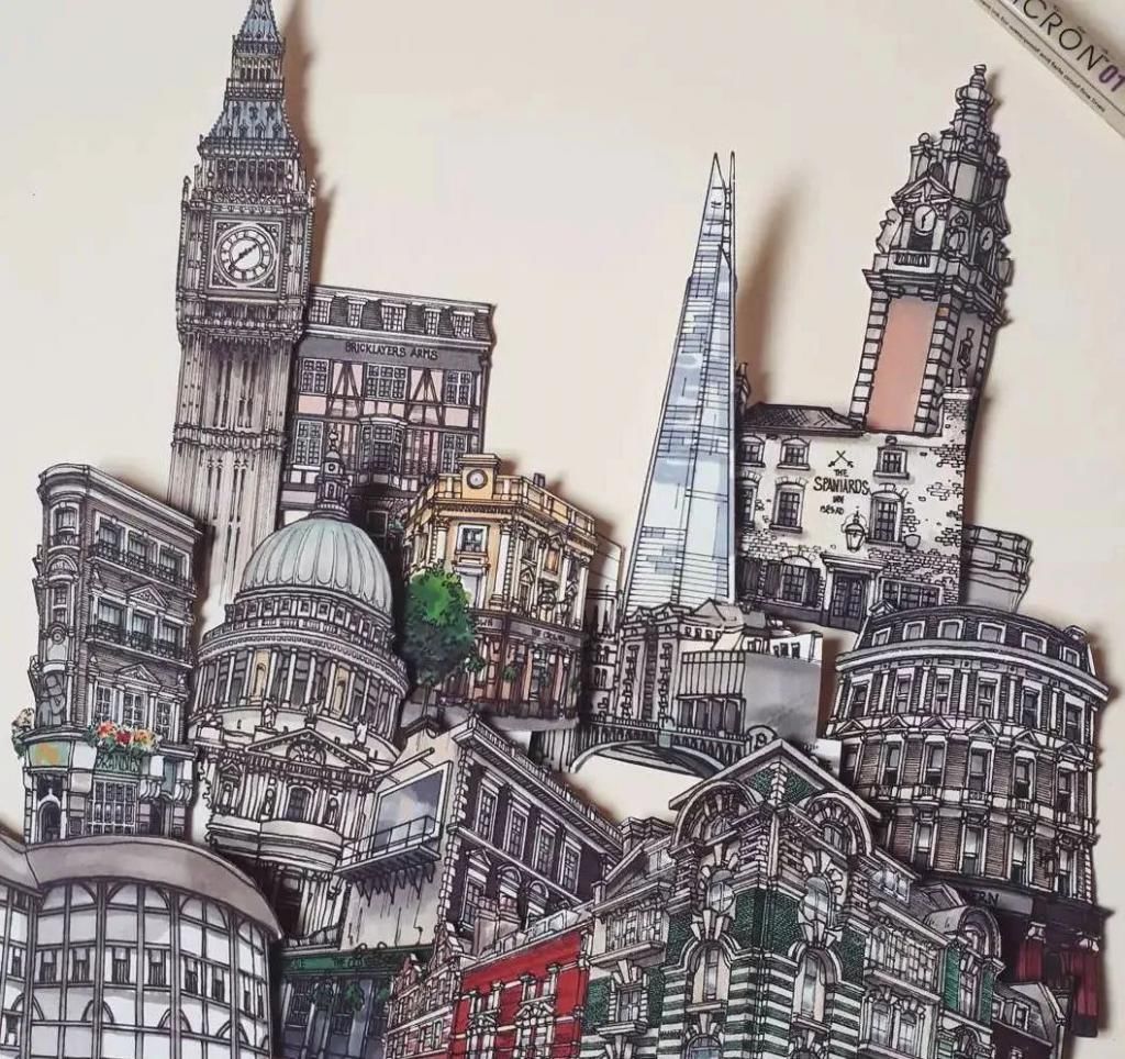 画师|英国插画师的钢笔建筑