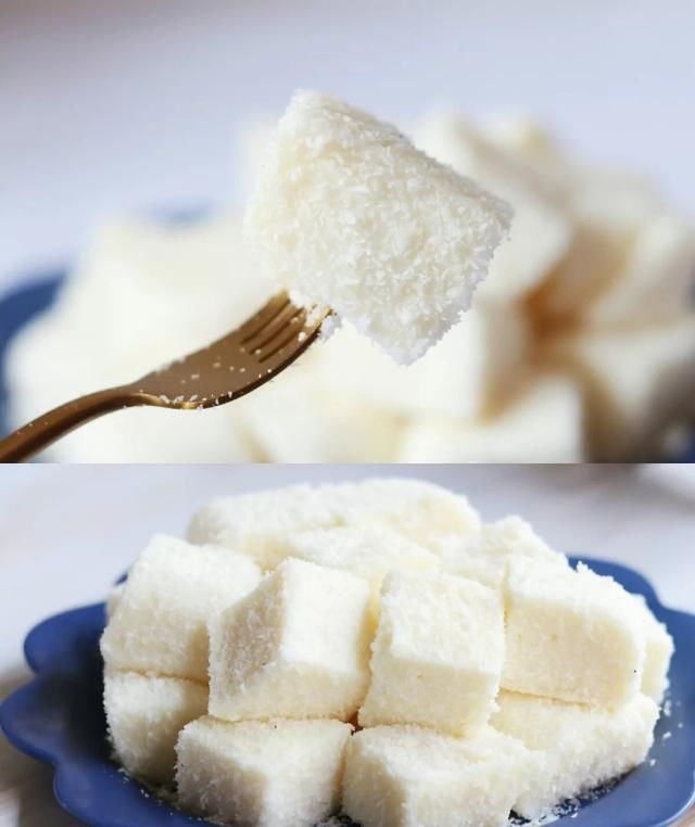  在家|在家自制椰蓉牛奶小方，超简单，快学起来吧