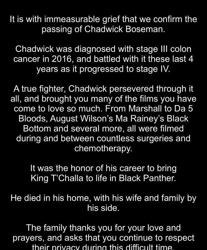 逝世|漫威《黑豹》男主角「查德维克·博斯曼」因癌症逝世 享年43岁