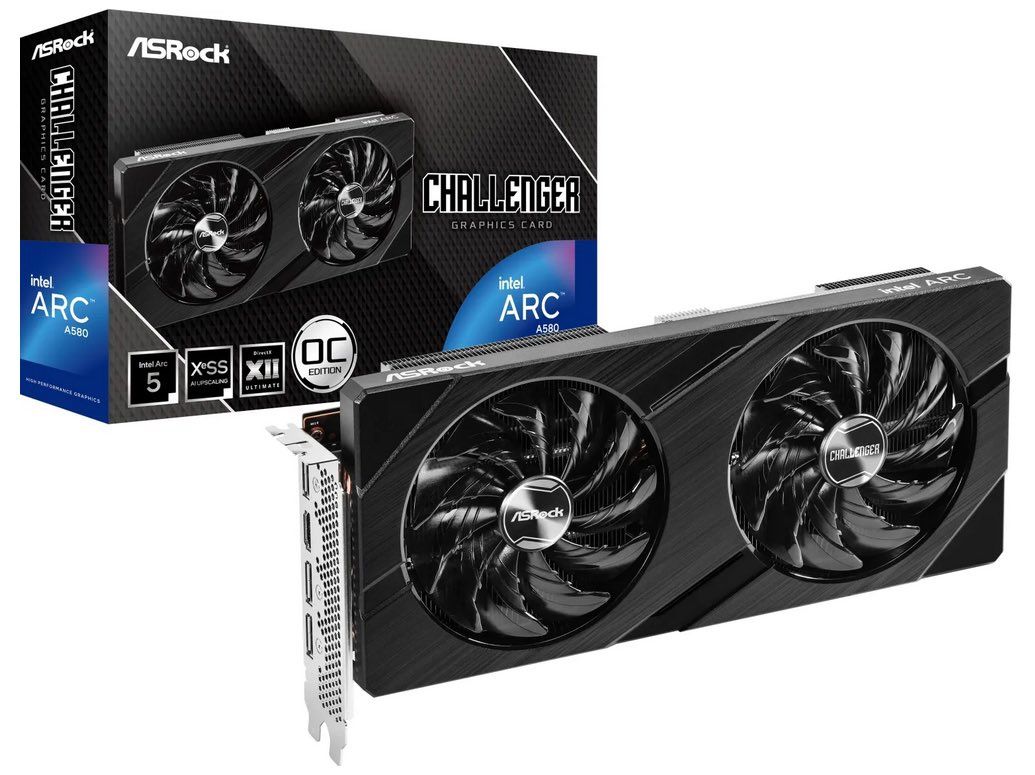 华擎锐炫 A580 挑战者  OC 显卡上架国外电商，采用8GB GDDR6显存