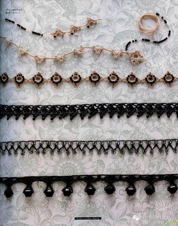  蕾丝|蕾丝钩针编织的精致小巧花边，钩织布相结合很相配