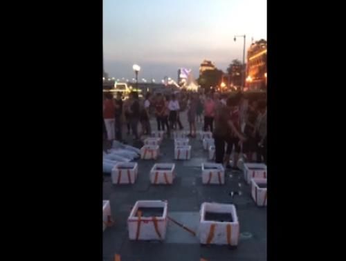  犹如|珠江边又有人放生，30多个泡沫箱犹如身临“海鲜市场”