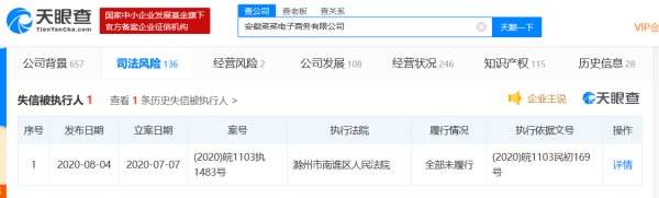 被执行人|呆萝卜关联公司被列为失信被执行人