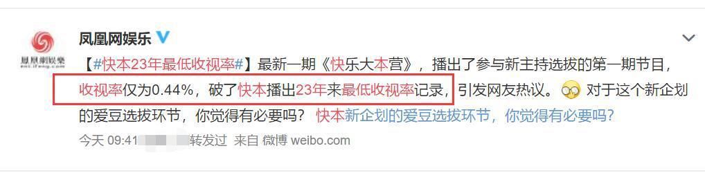 年来|《快乐大本营》因“选秀”内容企划,打破23年来最低收视率记录?