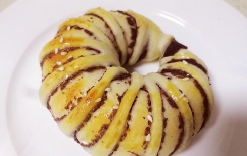 面包圈|豆沙面包圈, 只需要经过一次发酵即可制作成功