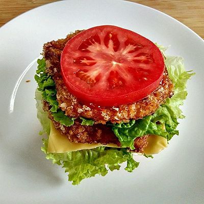  汉堡胚|双层鸡排芝士汉堡