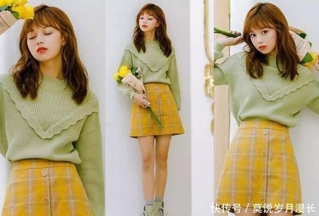 时尚|让我偷偷告诉你,绿色和黄色搭配不撞色,并且很显年轻与时尚气质