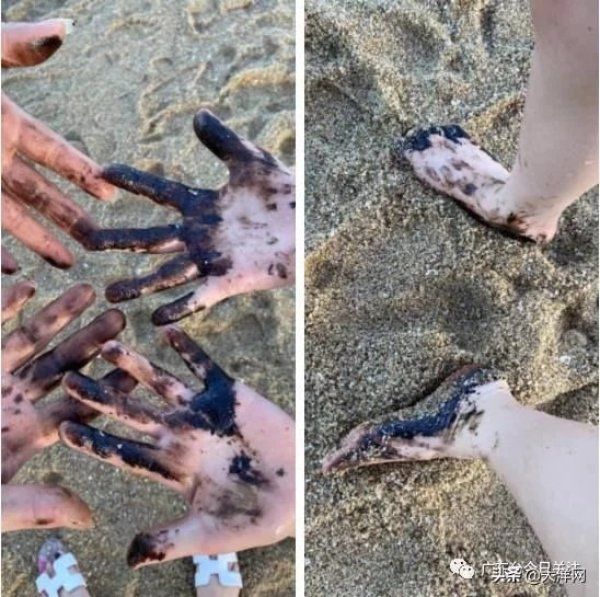  黑色油渣|惠东双月湾沙滩现黑油渣 职能部门介入处置