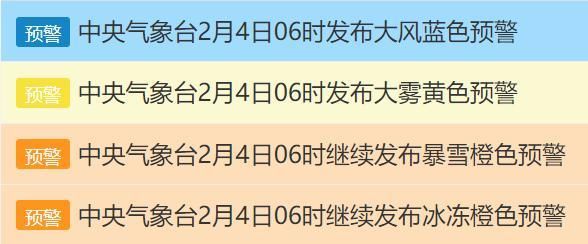 暴雪冰冻大风大雾四预警齐发！春运复杂天气过程仍在持续！