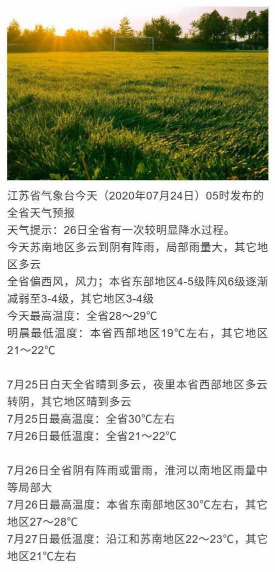 苏南|24日苏南部分地区有中到大雨 26日江苏将有明显降水