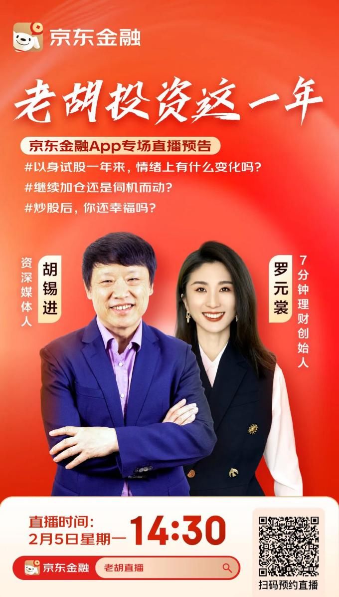 胡锡进将首次在京东金融App直播 谈谈股市投资这一年的感悟