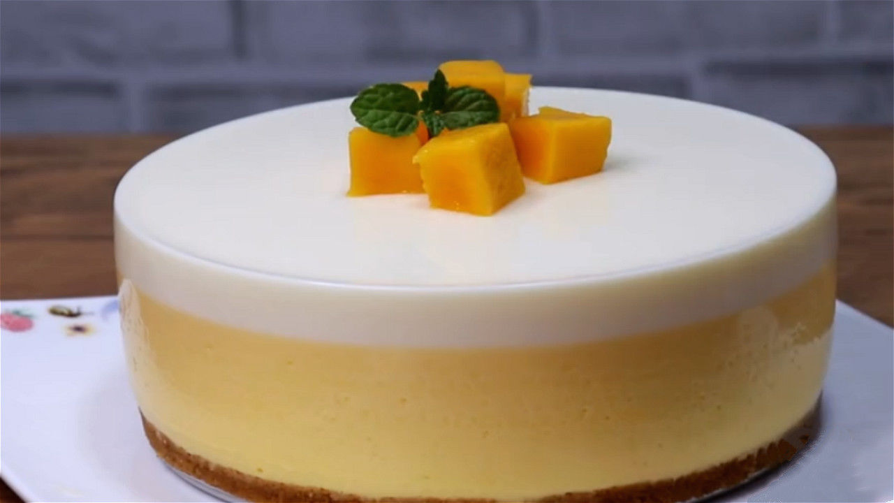  不用|在家就能自己做的芒果慕斯蛋糕，不用烤箱，喜欢的不要错过哦