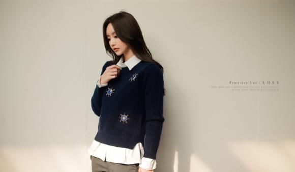 文艺|女神珠珠：青瓦钴蓝满天星温暖文艺针织