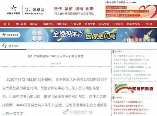 诞生|可惜！中国体彩史上最大弃奖诞生，3600万元奖金无人认领