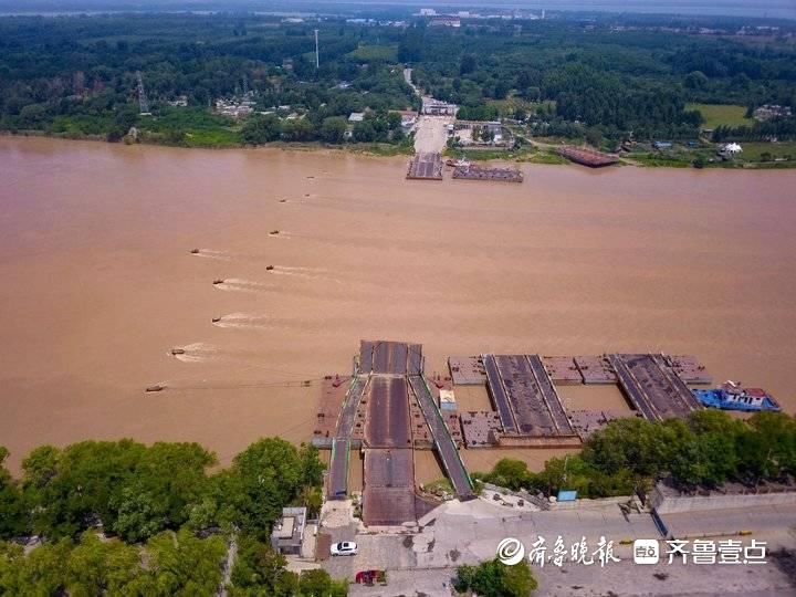 济南泺口黄河现大流量，水头浮桥拆除，调水调沙大水来了