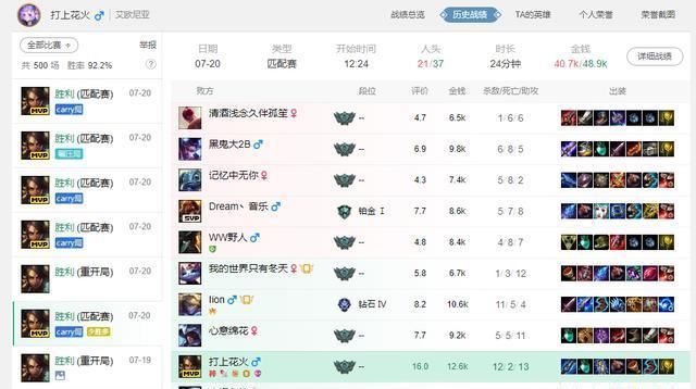  账号|又一绝活哥？50页战绩仅输五局！上赛季曾是艾欧尼亚千分王者！