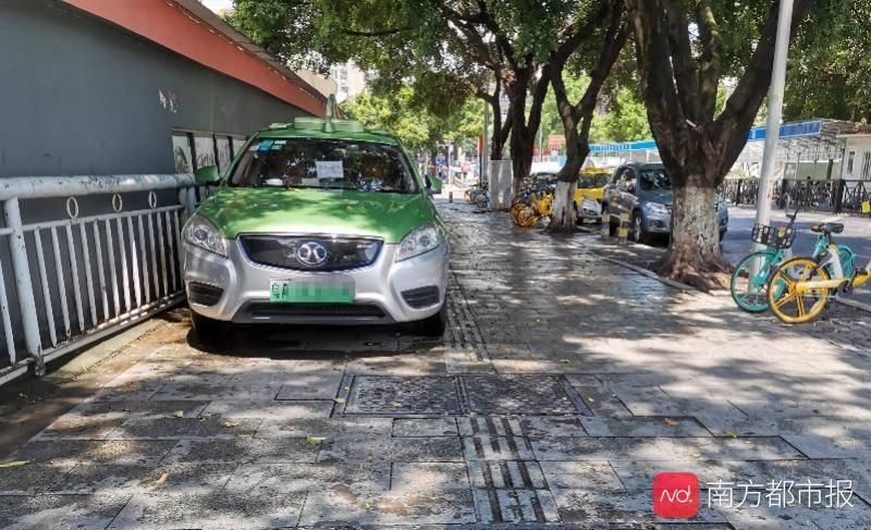 的士|棠下片区人行道遭大量的士占用违停，司机：大家都在这停