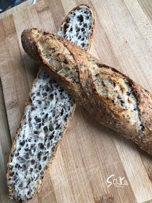 家庭|家庭烤箱法棍之一：多谷物法棍（国产高低粉-波兰种-隔夜冷藏法）