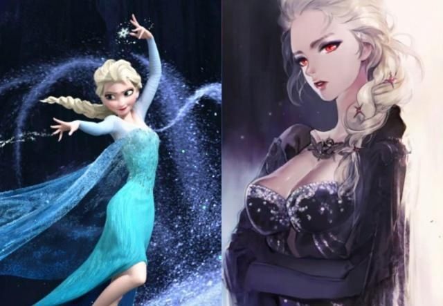  迪士尼|迪士尼公主变成恐怖“怪物”，丧尸让人害怕，吸血鬼画风妖娆！