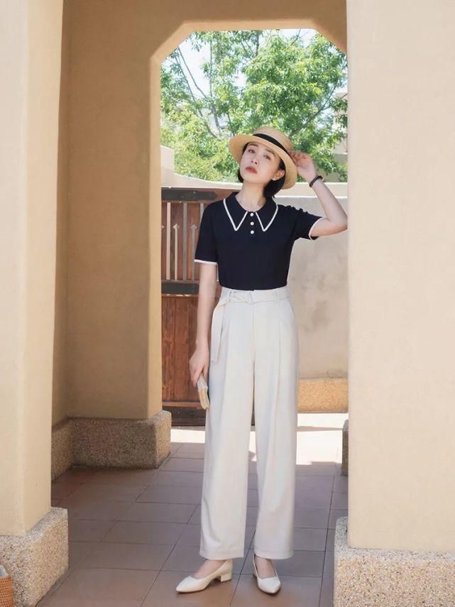 阔腿裤搭配|阔腿裤尽量别配T恤，真正有见识的女人，在穿这些高质感上衣