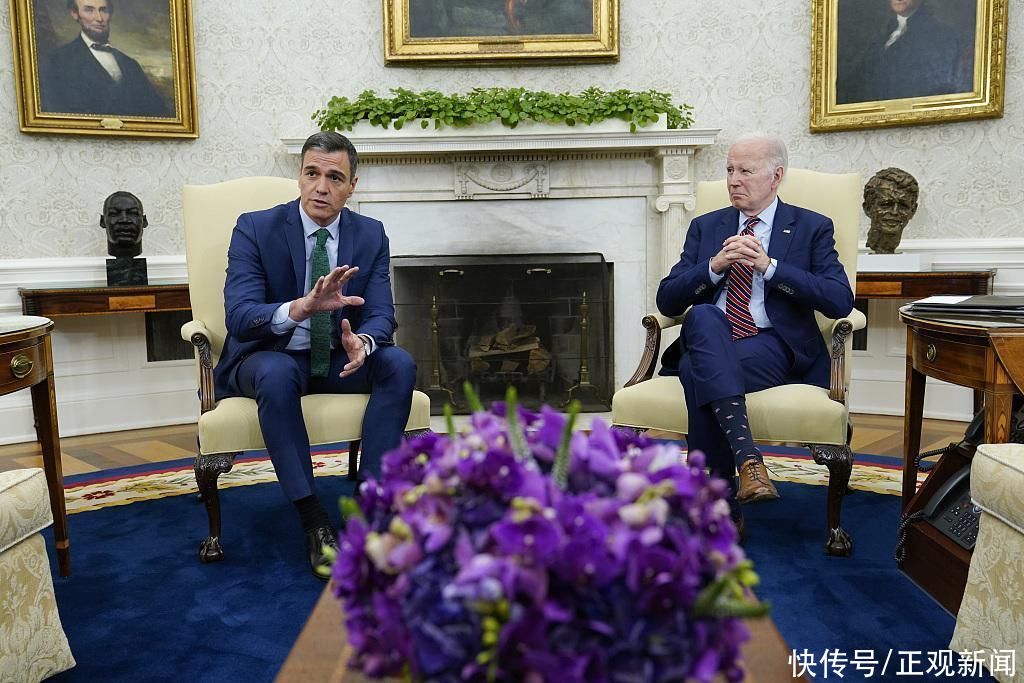 美国总统拜登会见西班牙首相桑切斯