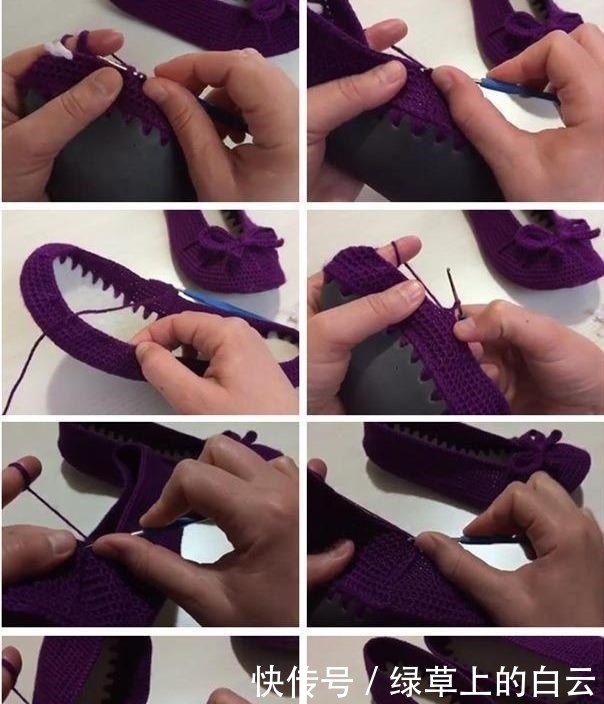  万能|拆下旧鞋子的鞋底，钩织几双万能平底鞋，天天都有新鞋穿，附教程