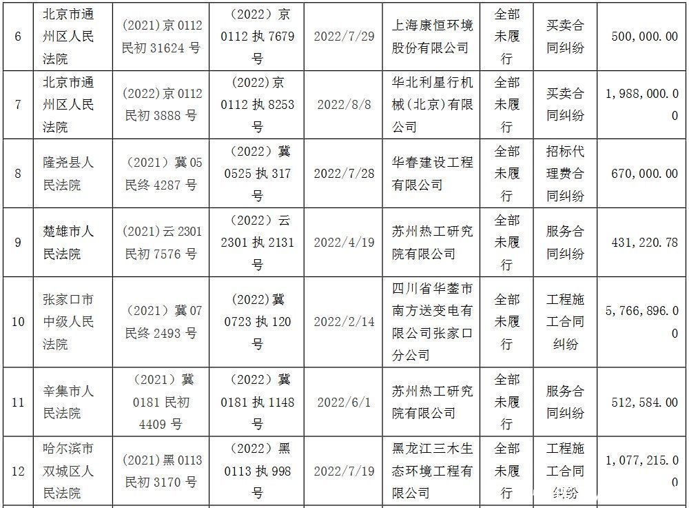 启迪环境科技发展股份有限公司被列为失信被执行人