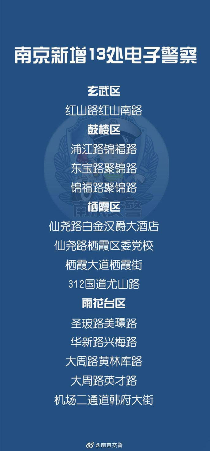 南京|南京新增13处电子警察，快看看有没有你常走的路段