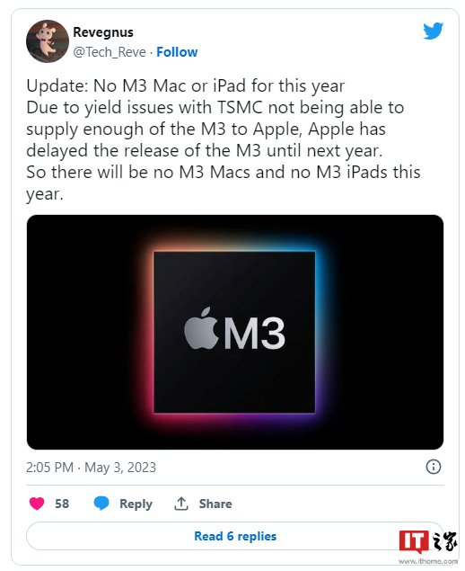 消息称苹果M3芯片延期，新款MacBook和iPad今年无望问世