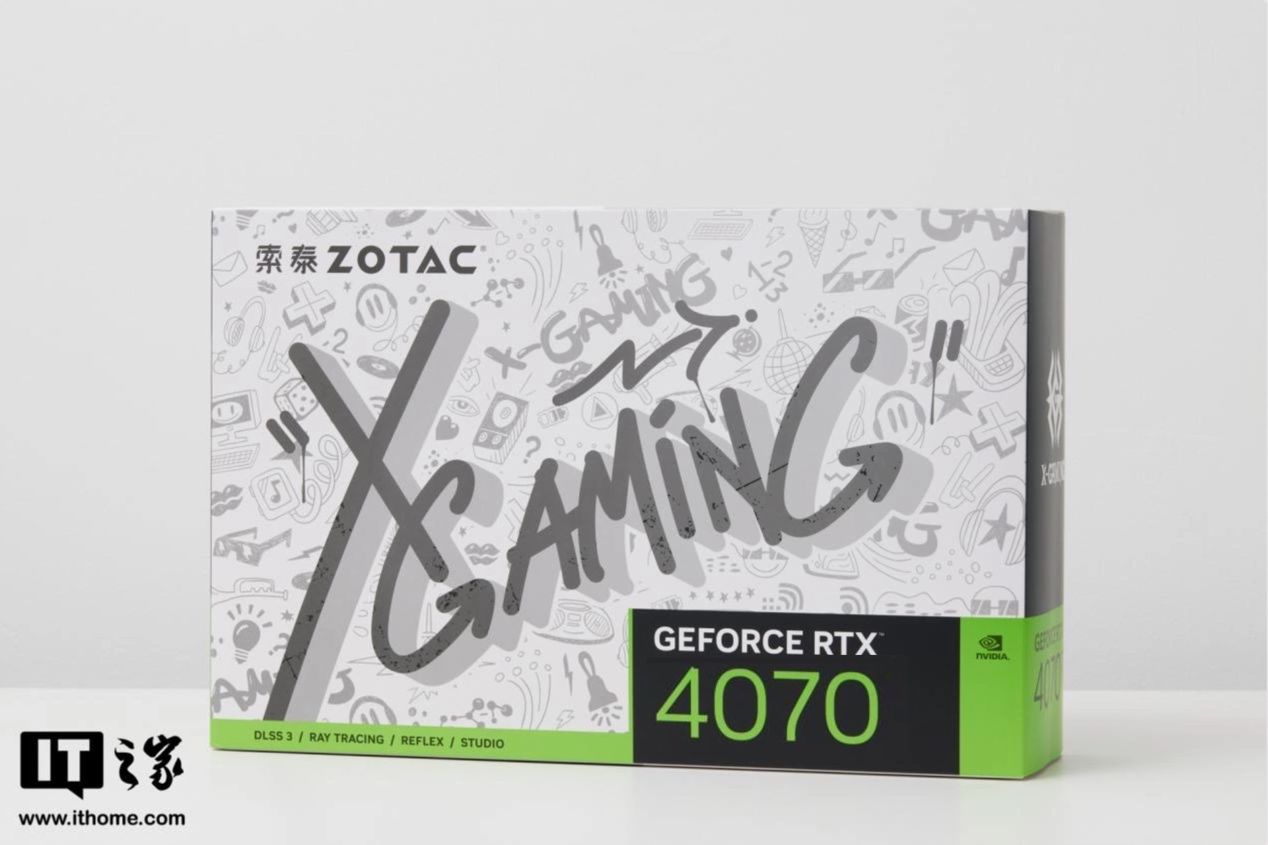 【IT之家开箱】索泰 RTX 4070 X-GAMING OC 欧泊白开箱图赏，将潮酷嘻哈风搬到显卡上