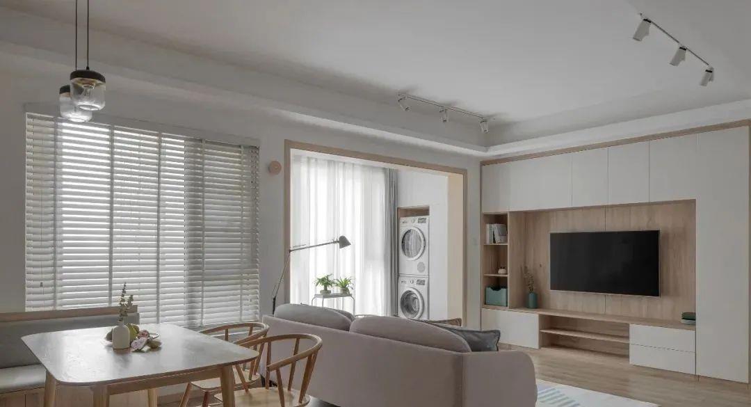 敞亮|109㎡原木北欧风格新房装修,客厅阳台打通好敞亮!