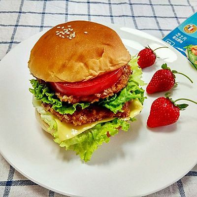  汉堡胚|双层鸡排芝士汉堡