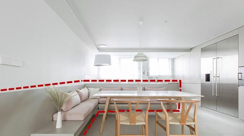 卡座设计|就模仿他家了! 餐厅卡座也能玩出花样, 悬空20公分圆弧形有讲究