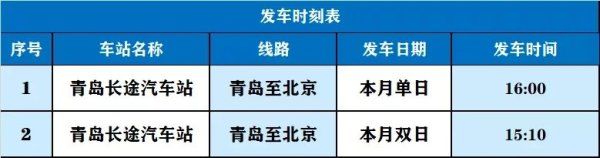 复运|29日起青岛至北京客运班线复运