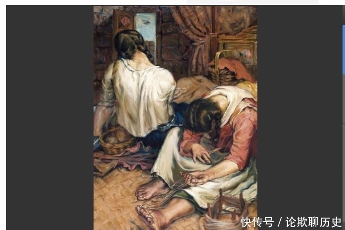 带有|美院院长许江，油画2位织布女带有古典风格，估价60到80万元