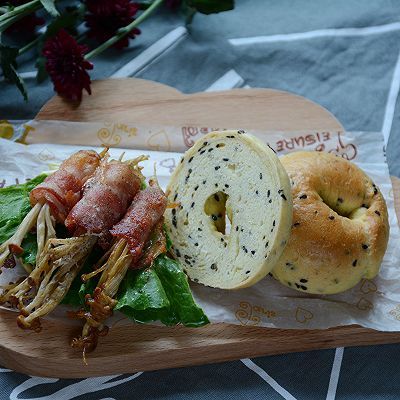  贝果|黑芝麻贝果三明治