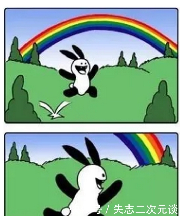  兔子|奇趣漫画：兔子追寻着彩虹的足迹，却只是装鱼骨头的坛子