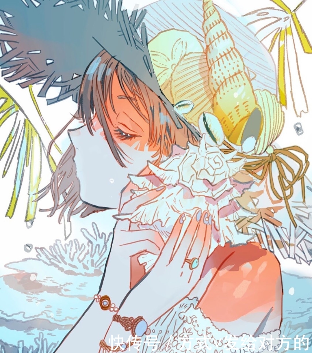 画师淵゛|黄绿色和水系色的光影少女,是夏天的味道呀,看着好舒服的漫画风