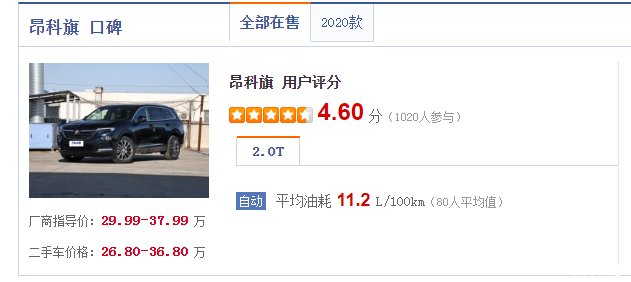  别克|别克昂科旗用车成本如何？