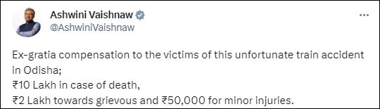 印度铁道部长：罹难者家属将获100万卢比赔偿