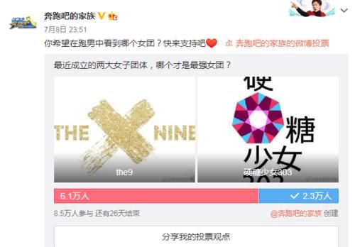  希望|跑男投票最希望看到哪个女团？THE9和硬糖差距明显，谁更火一目了然